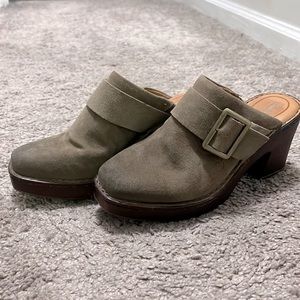 Born Olive Green Mules with Buckle